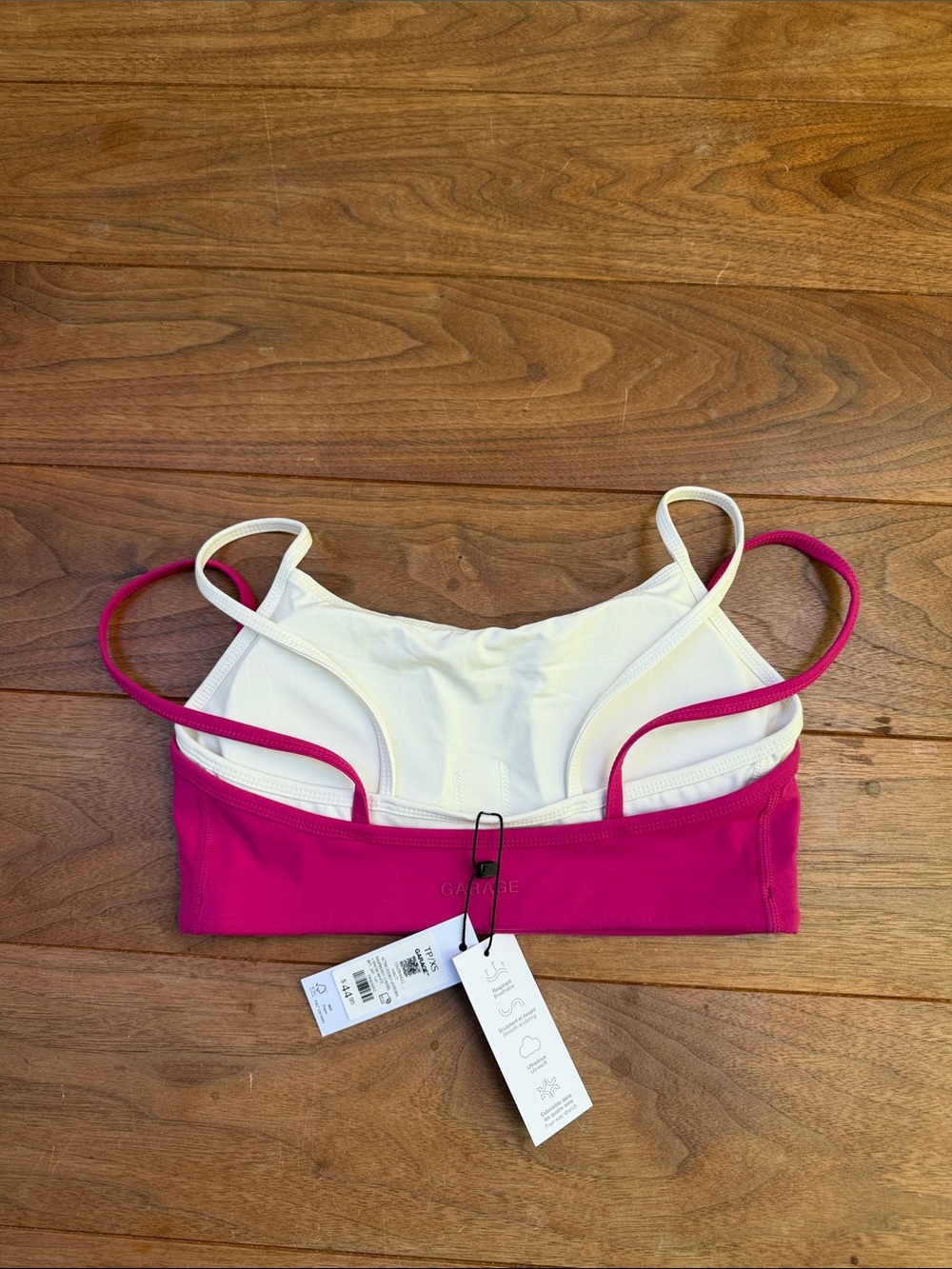 NWT! Garage Active Double Layer Bra in Raspberry cheeks pink/Snow White - Picture 5 of 6